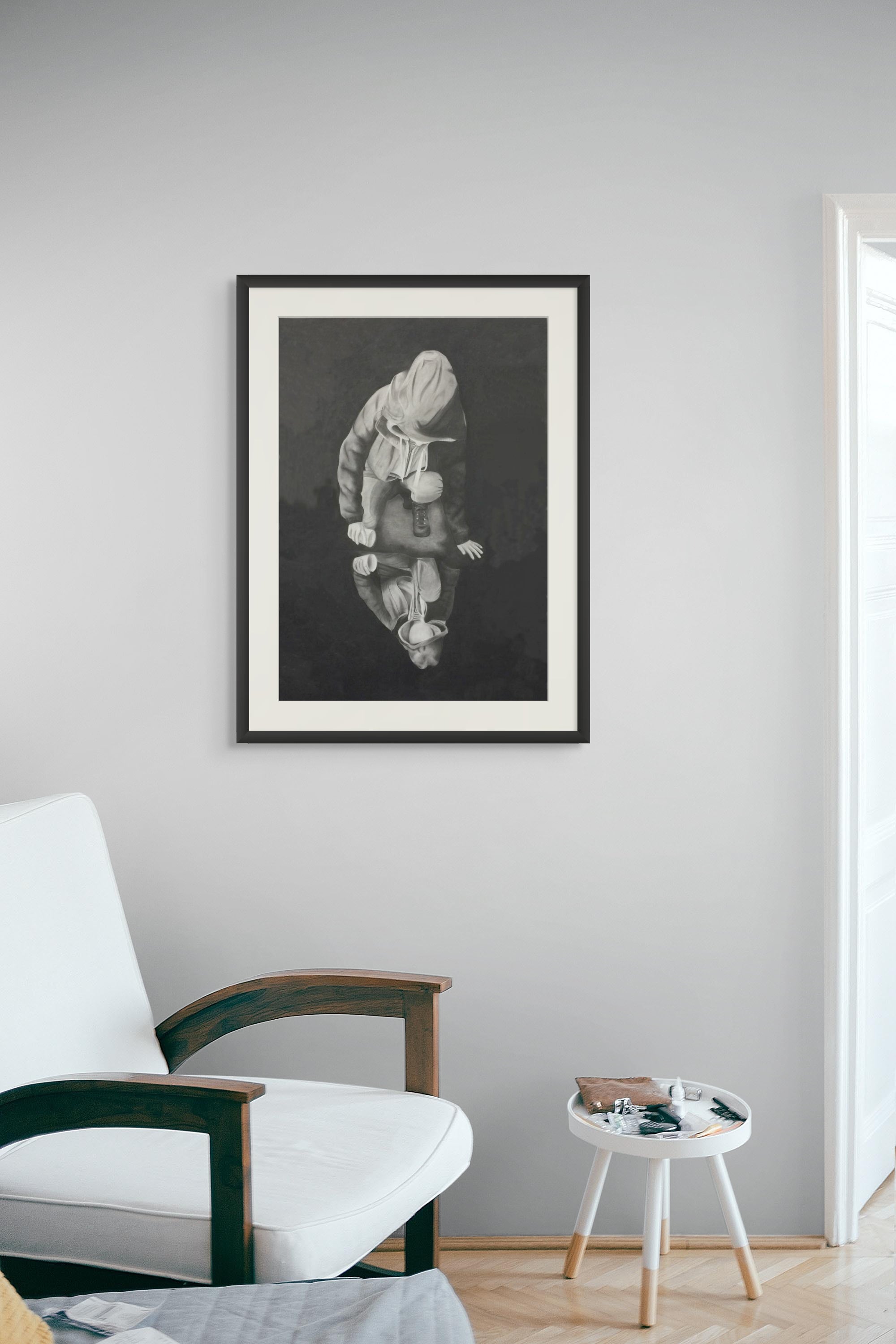 Friend or Foe charcoal drawing